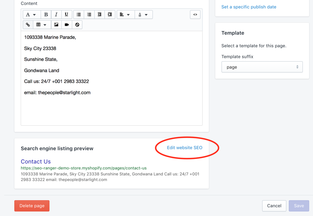 Edit Shopify Page Metadata Page Edit Website SEO