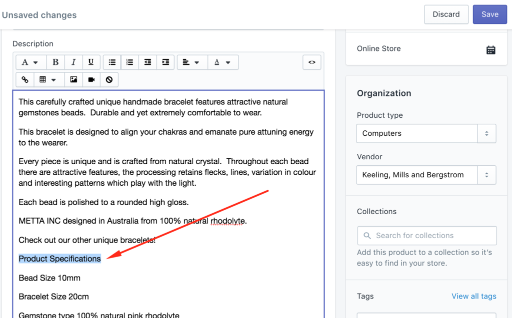 Fix Shopify headings using the rich text editor highlight