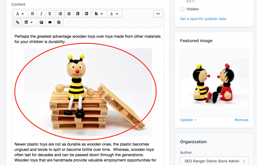 Shopify fix image alt text on blog posts find image to edit